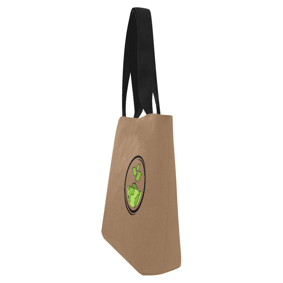 Canvas Tote Bags green circle - camel brown color  (Set of 2)