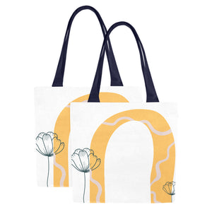 Canvas Tote Bags white with cute drowing  (Set of 2)
