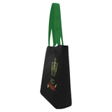Canvas Tote Bags text "Eco friendly" black green handles (Set of 2)