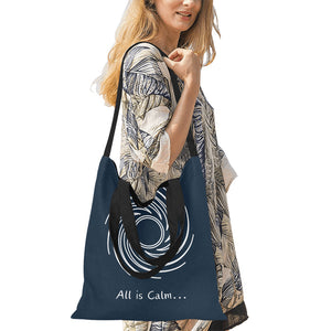 Canvas Tote Bag "All is calm"  blue color/Medium
