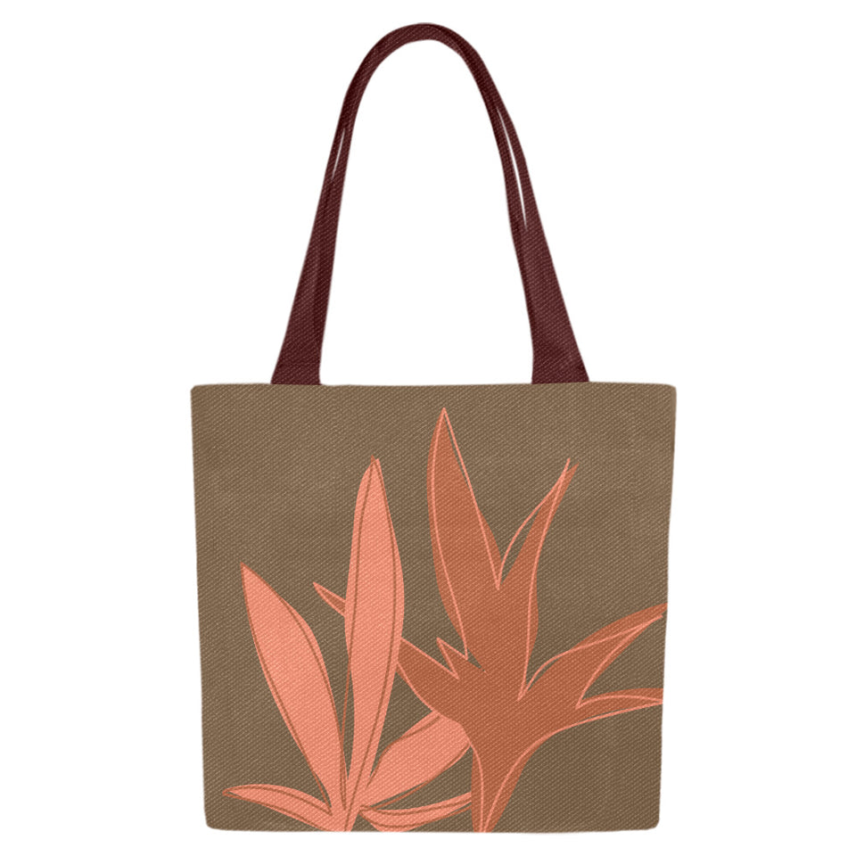Canvas Tote Bags with pink leaves (Set of 2)