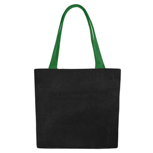 Canvas Tote Bags text "Eco friendly" black green handles (Set of 2)