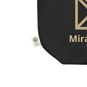 100% Organic cotton Tote Bag -  Geometric gold print "Miracles happen" /black
