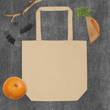 100% Organic cotton Tote Bag - Square brown board "What?" /oyster
