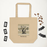 100% Organic cotton Tote Bag - Tree on lines "patience" /oyster