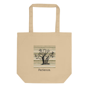 100% Organic cotton Tote Bag - Tree on lines "patience" /oyster