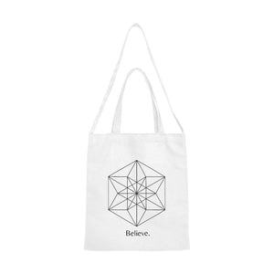 Canvas Tote Bag - sacred geometric "Believe"  white /Medium