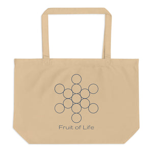 Large 100% Organic Cotton Tote bag "fruit of Life" /oyster