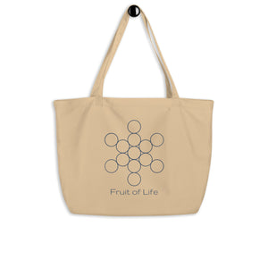 Large 100% Organic Cotton Tote bag "Grid of Life" /oyster