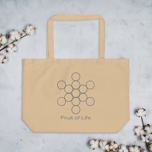 Large 100% Organic Cotton Tote bag "Grid of Life" /oyster