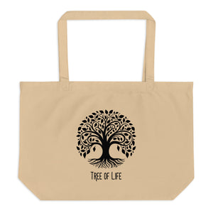 Large 100% organic cotton Tote Bag - Tree of life /oyster